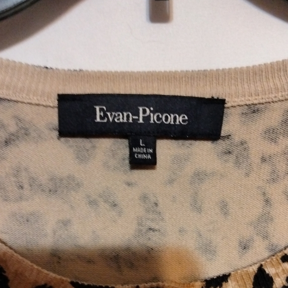 Evan picone animal print button up cardigan sweater sz L - Picture 3 of 5